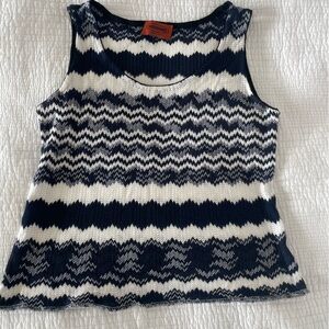 Missoni Navy and White Zigzag Tank Top